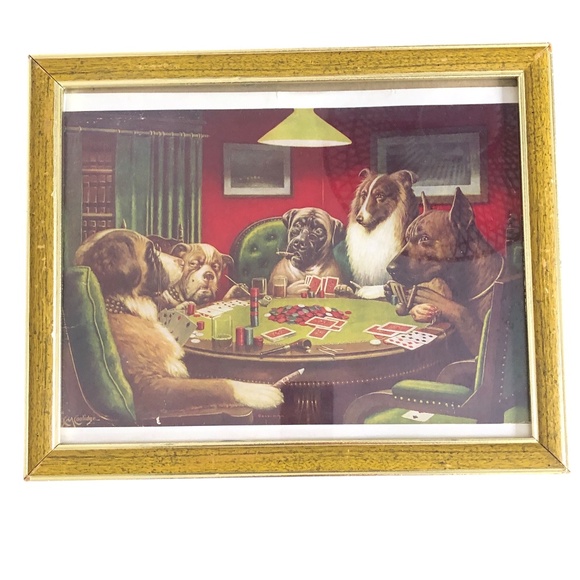 Bold Bluff Dogs Playing Poker Framed Art Print Wall Decor | Man Cave Home Accent - Picture 1 of 13